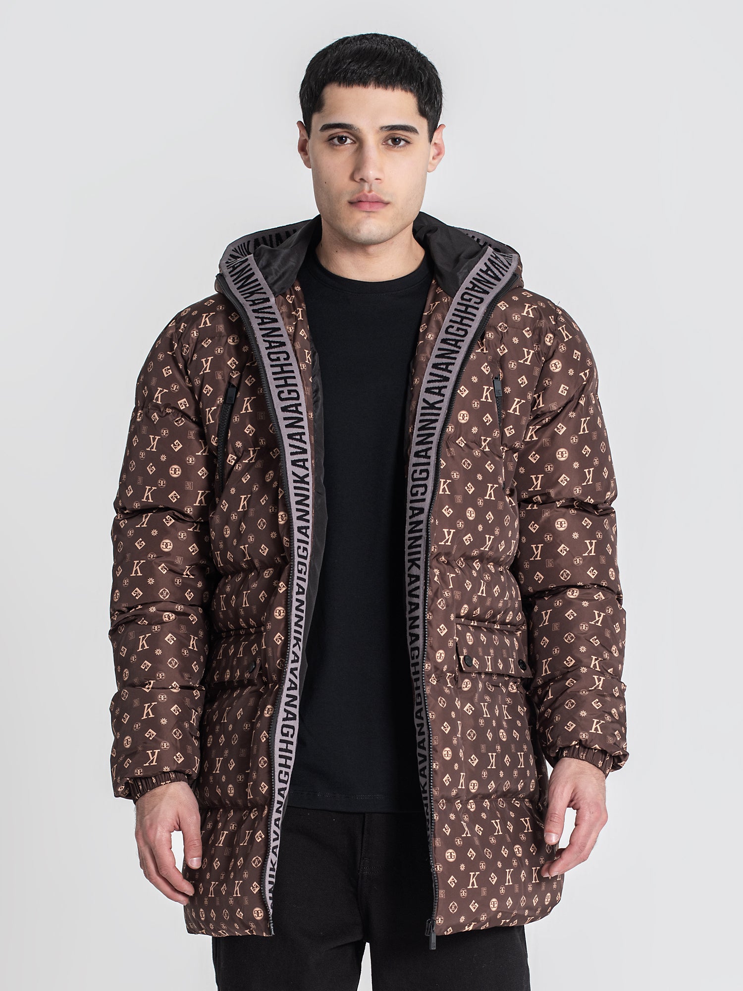 Brown Logomania Puffer Coat