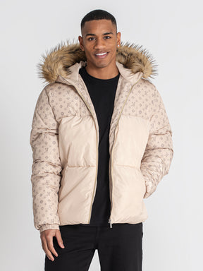 puffers / Beige Logomania Puffer Jacket