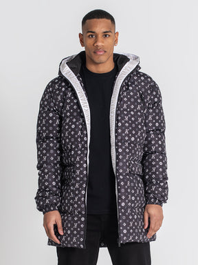 overcoats / Black Logomania Puffer Coat