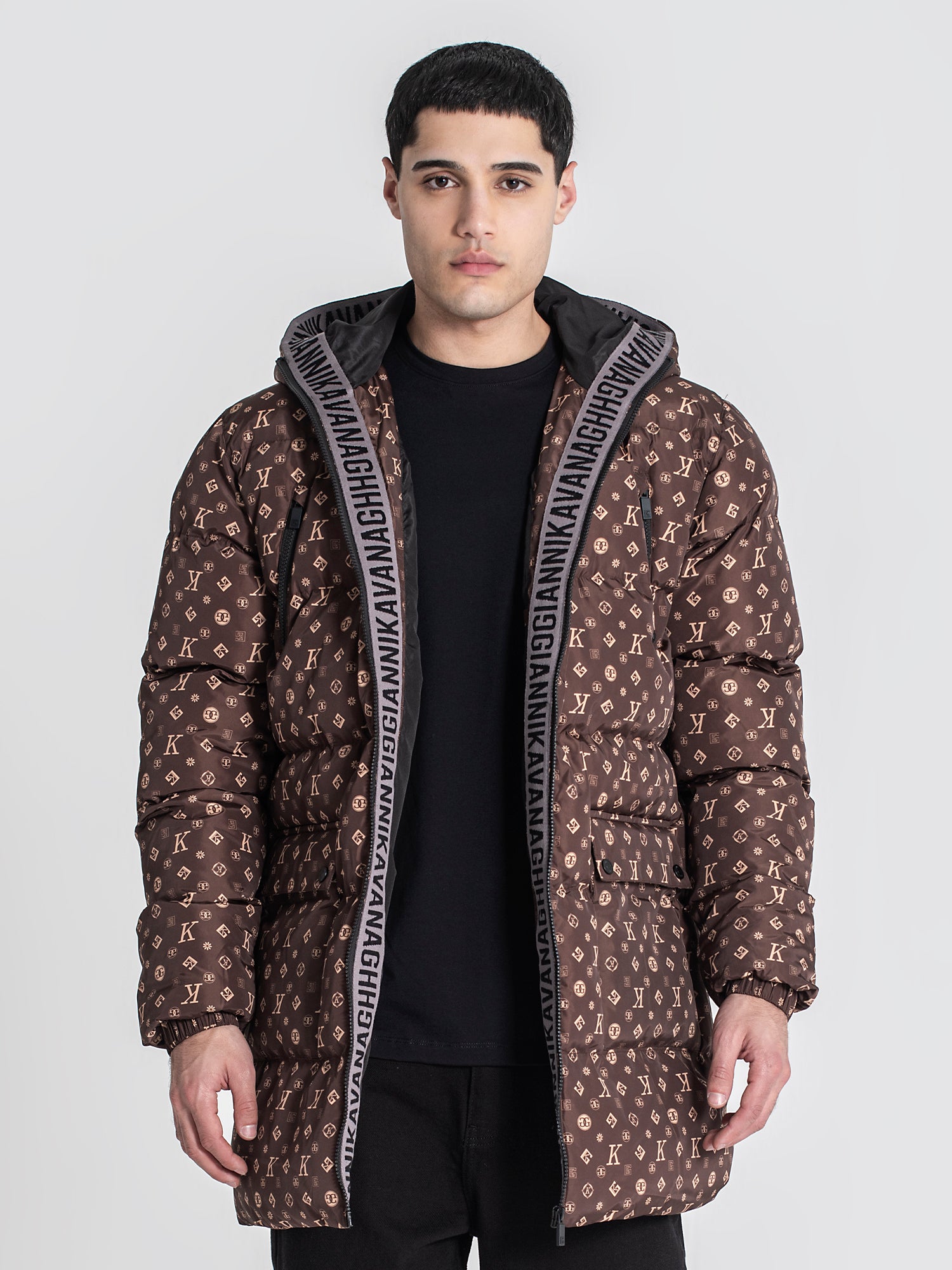 Brown Logomania Puffer Coat
