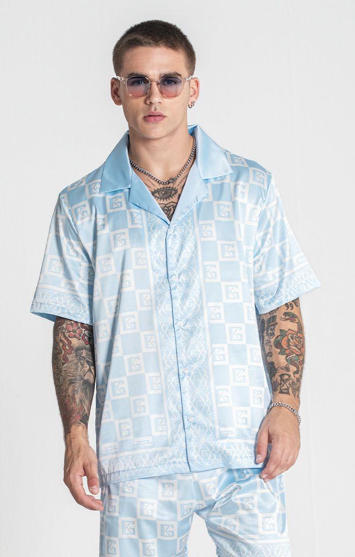 Blue Checkers Satin Shirt