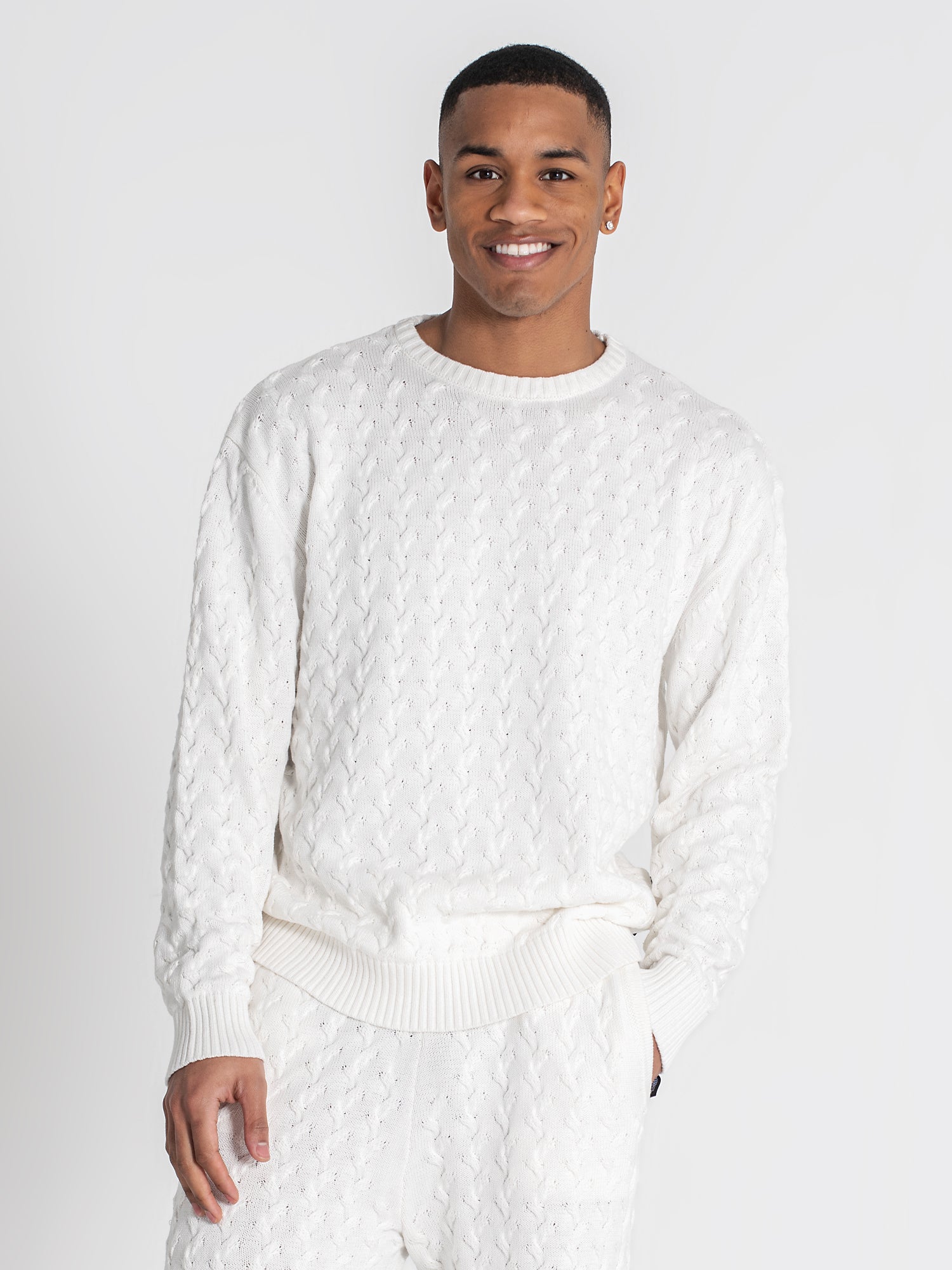 White Snug Knit Sweat