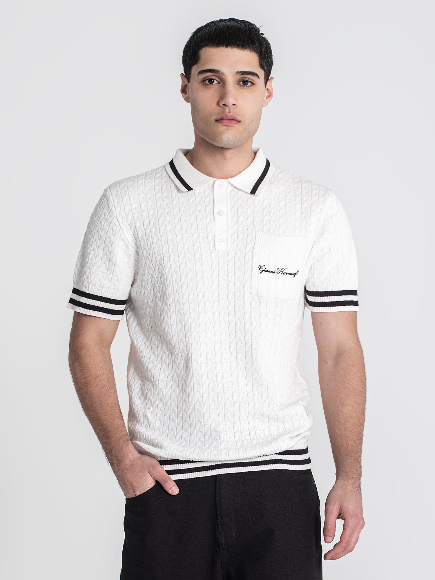 White Identity Knit Polo