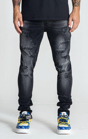 jeans / Black Destroyed Slim Fit Jeans