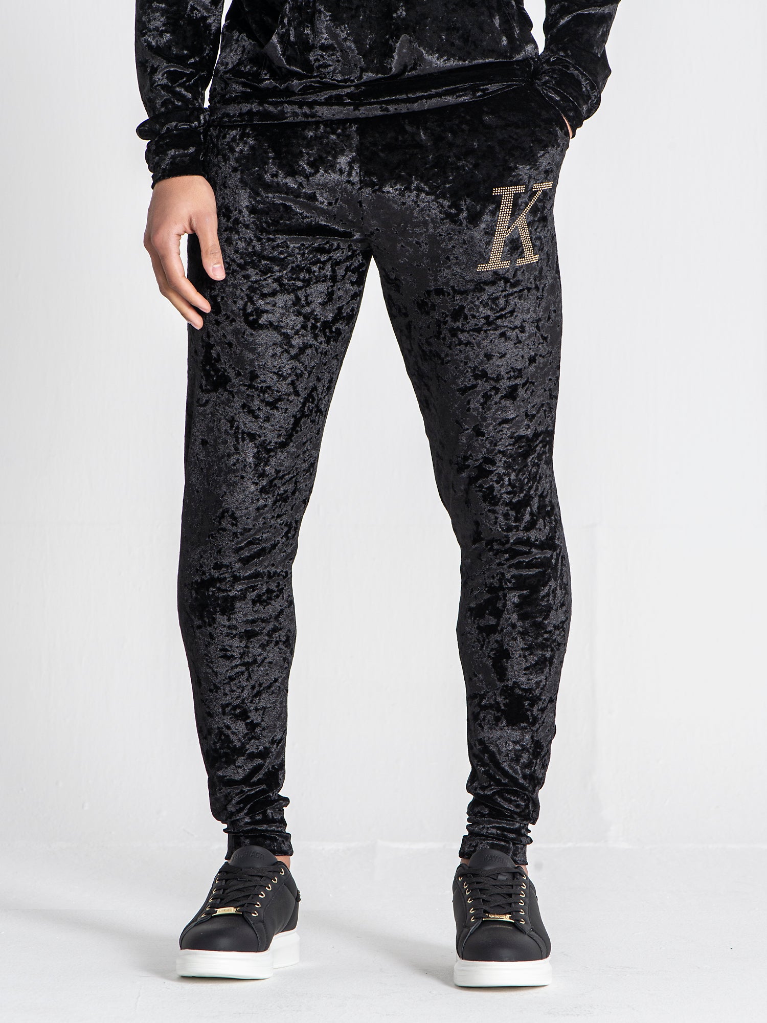 Black K Velvet Joggers