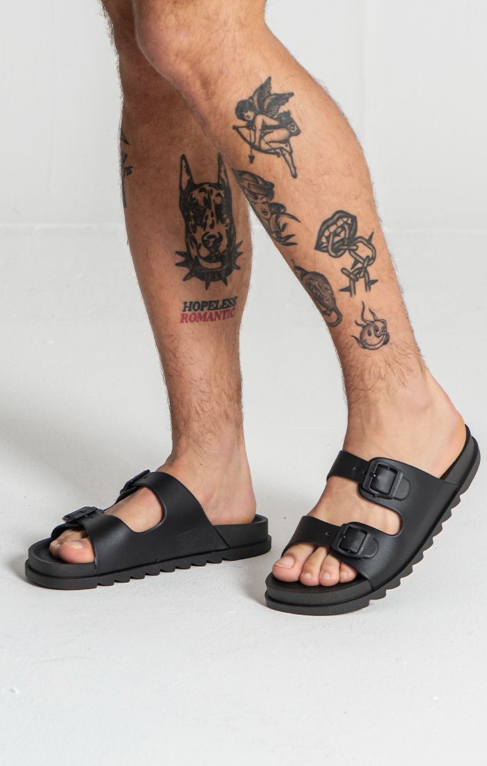 sliders / Black Explorer Sandals