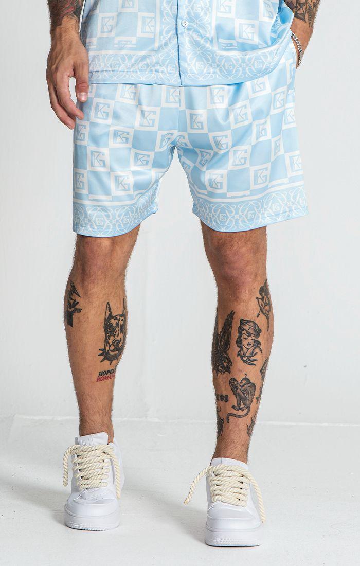 Blue Checkers Satin Shorts