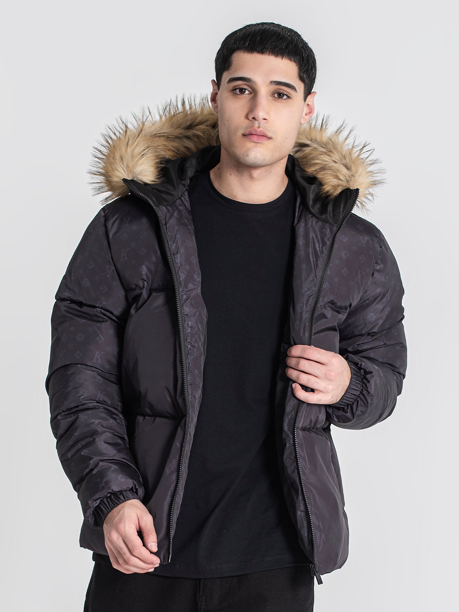 Black Logomania Puffer Jacket