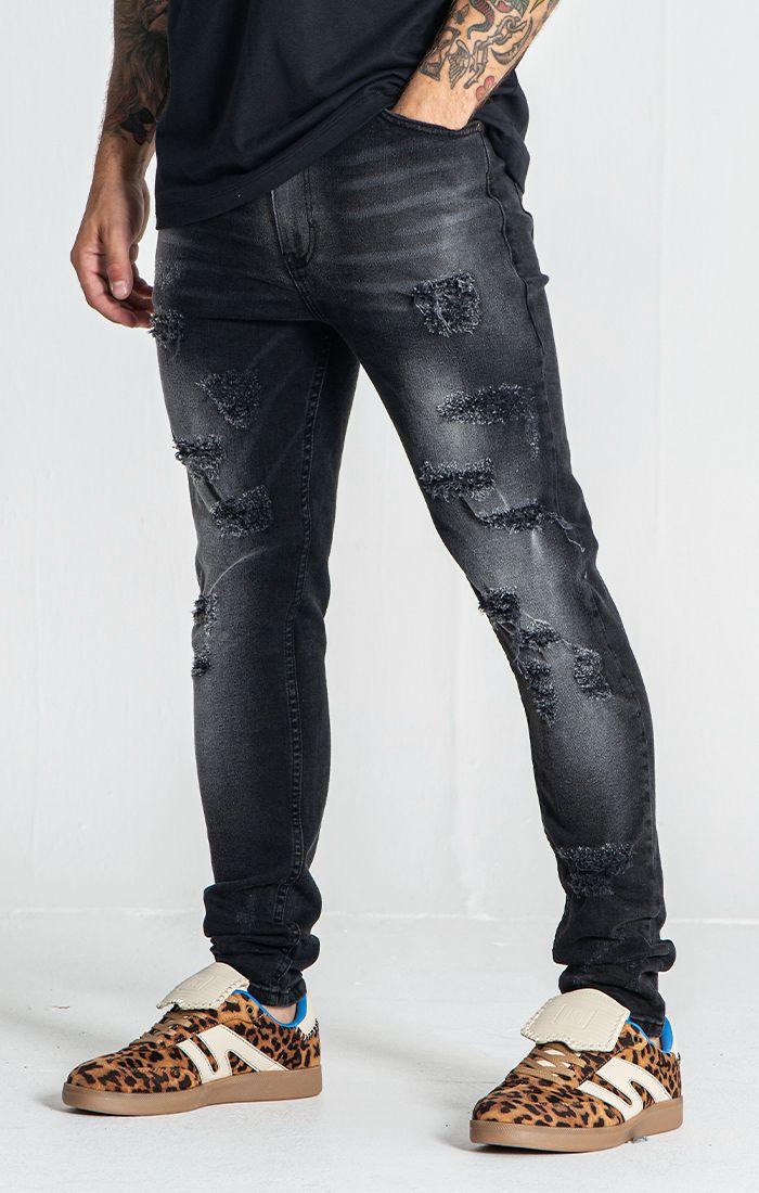 jeans / Black Destroyed Slim Fit Jeans