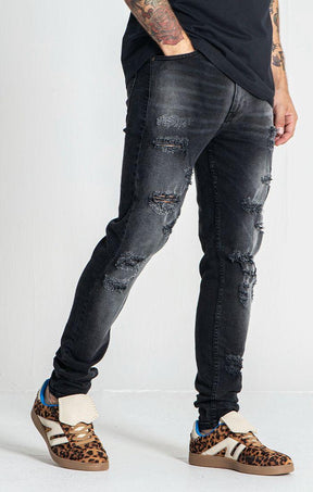 jeans / Black Destroyed Slim Fit Jeans