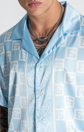 shirts / Blue Checkers Satin Shirt