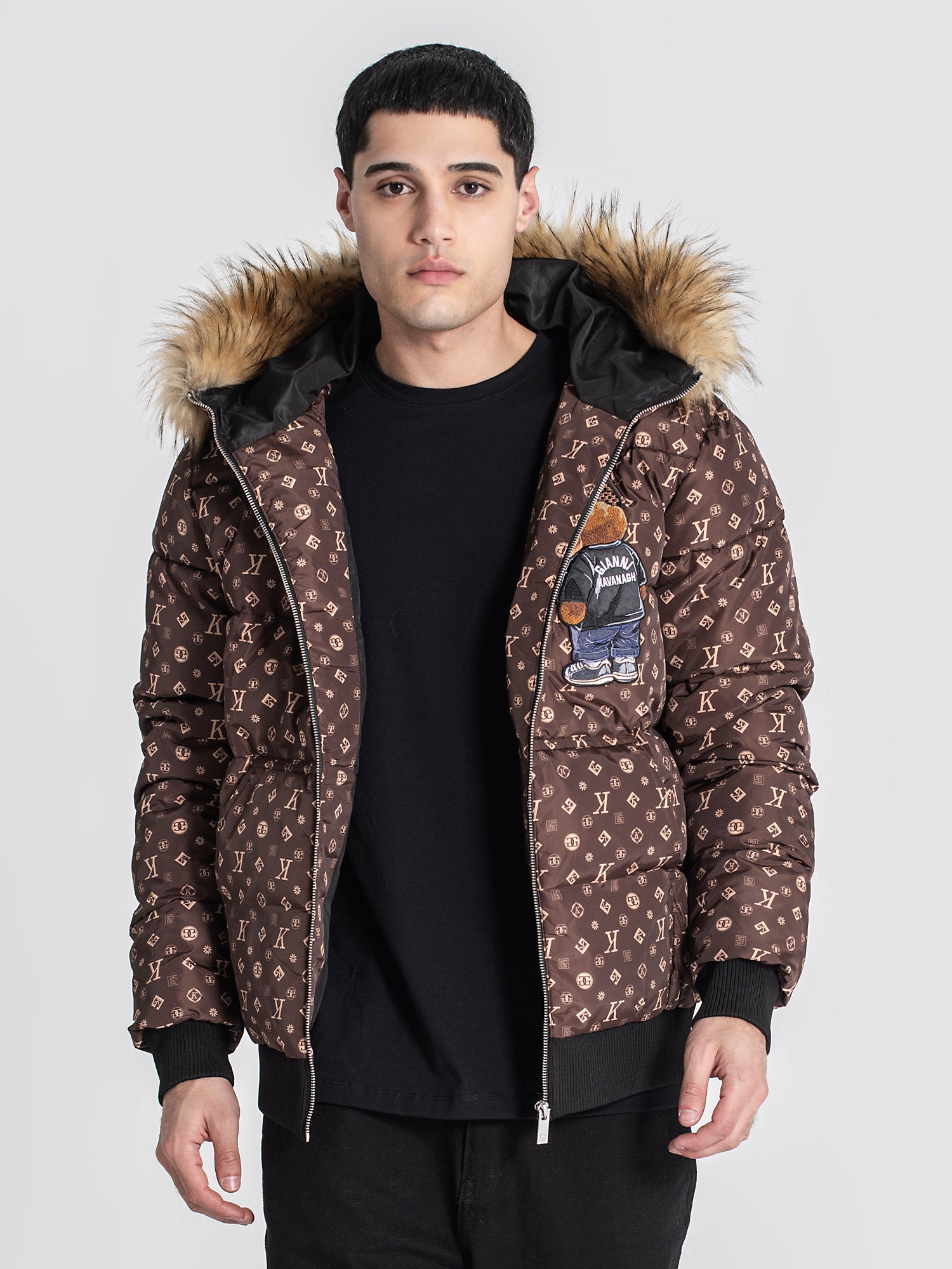 puffers / Brown Logomania Bear Puffer Jacket