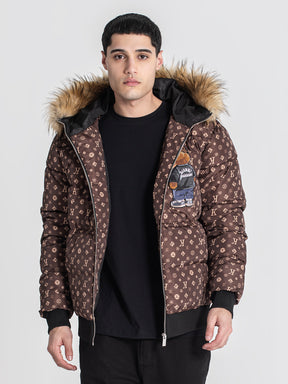 puffers / Brown Logomania Bear Puffer Jacket