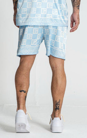 shorts / Blue Checkers Satin Shorts