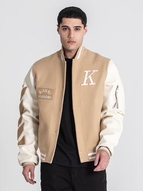 bombers / Beige Varsity Bomber Jacket