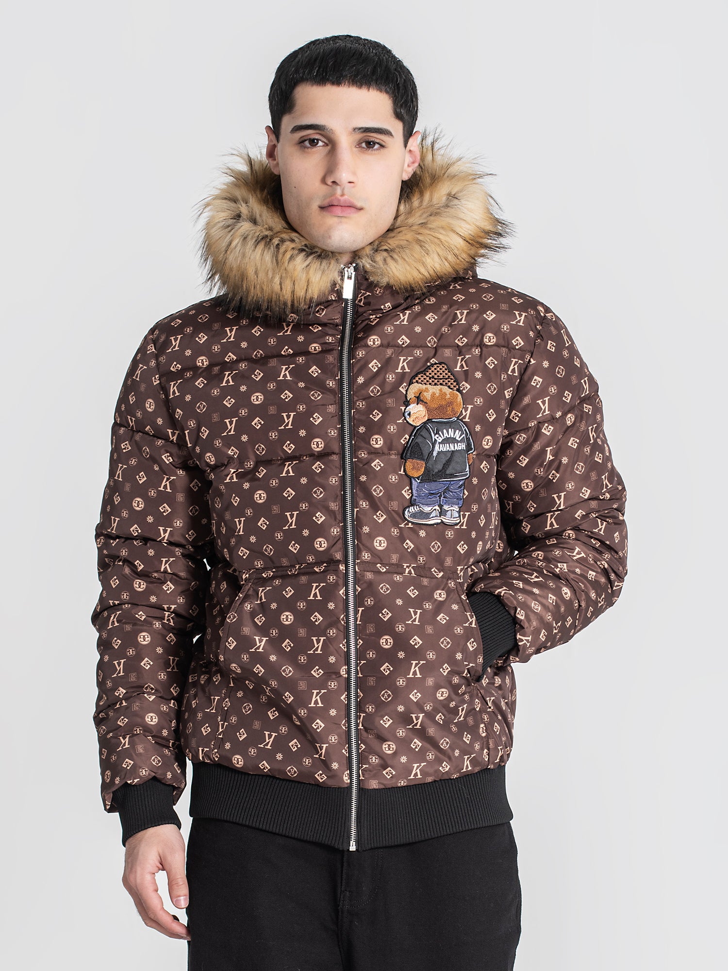 puffers / Brown Logomania Bear Puffer Jacket