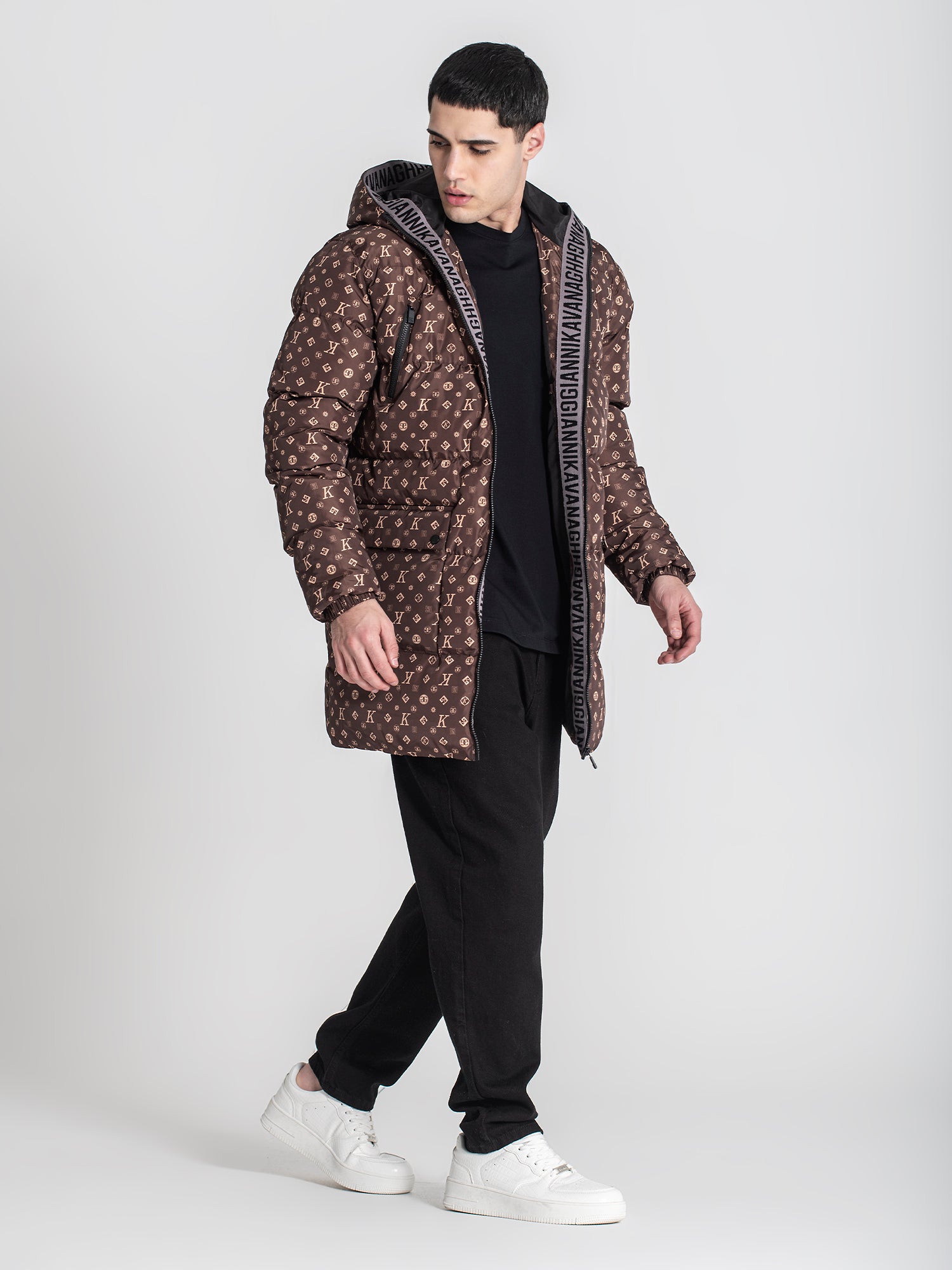 overcoats / Brown Logomania Puffer Coat