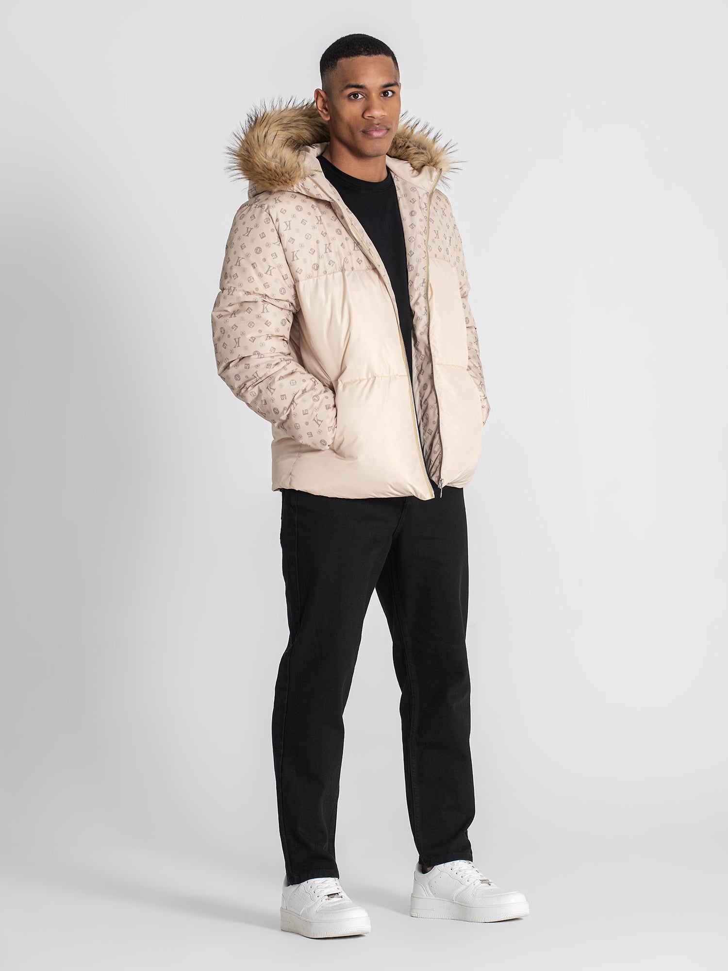 puffers / Beige Logomania Puffer Jacket