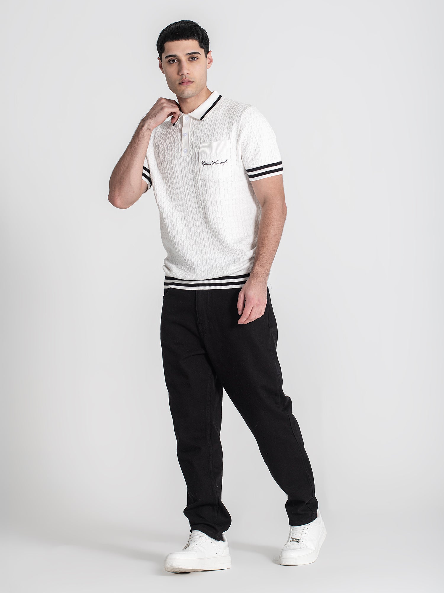 polos / White Identity Knit Polo