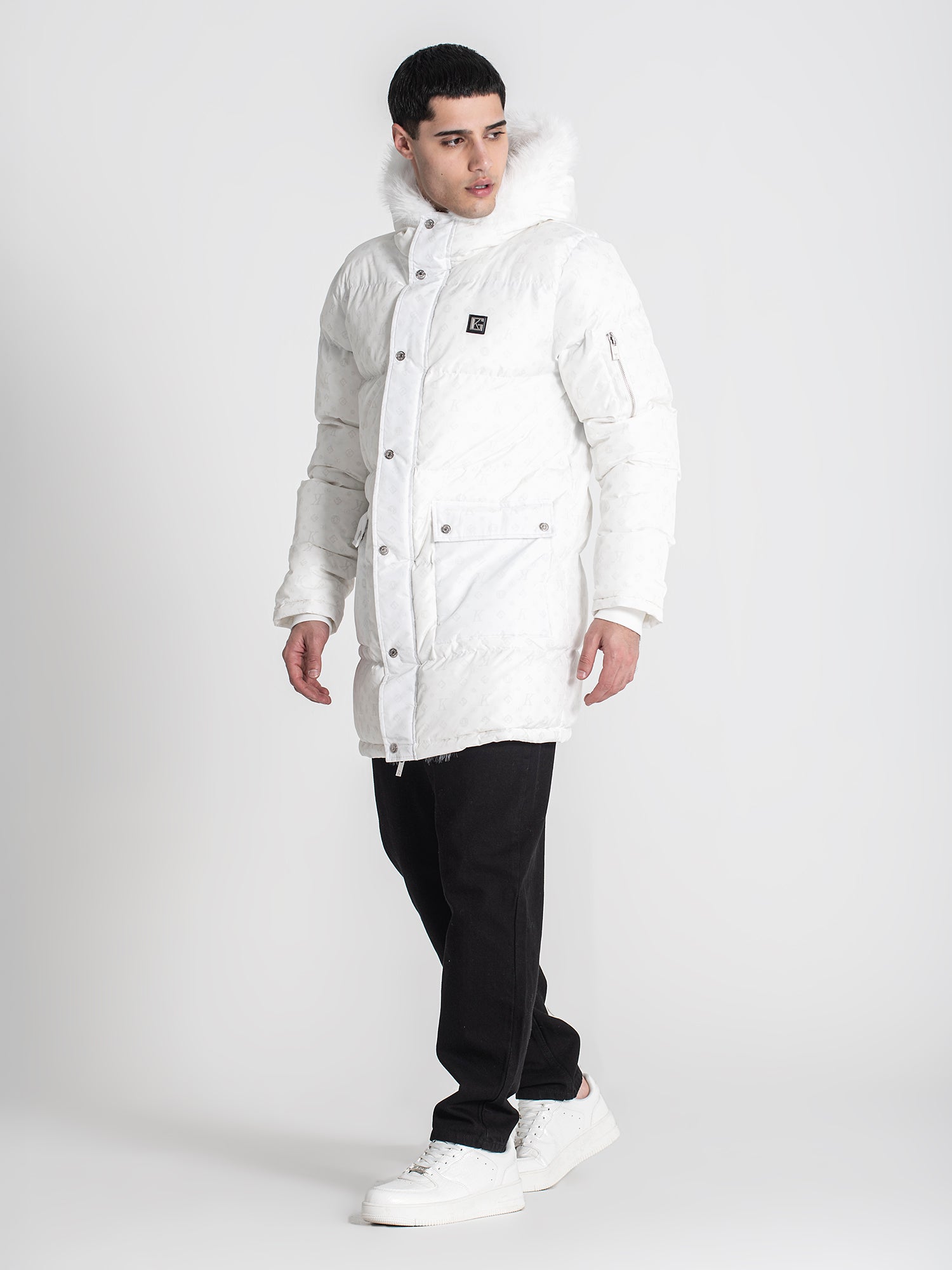 overcoats / White Logomania Coat