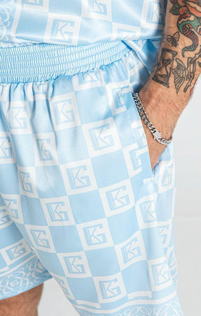 shorts / Blue Checkers Satin Shorts