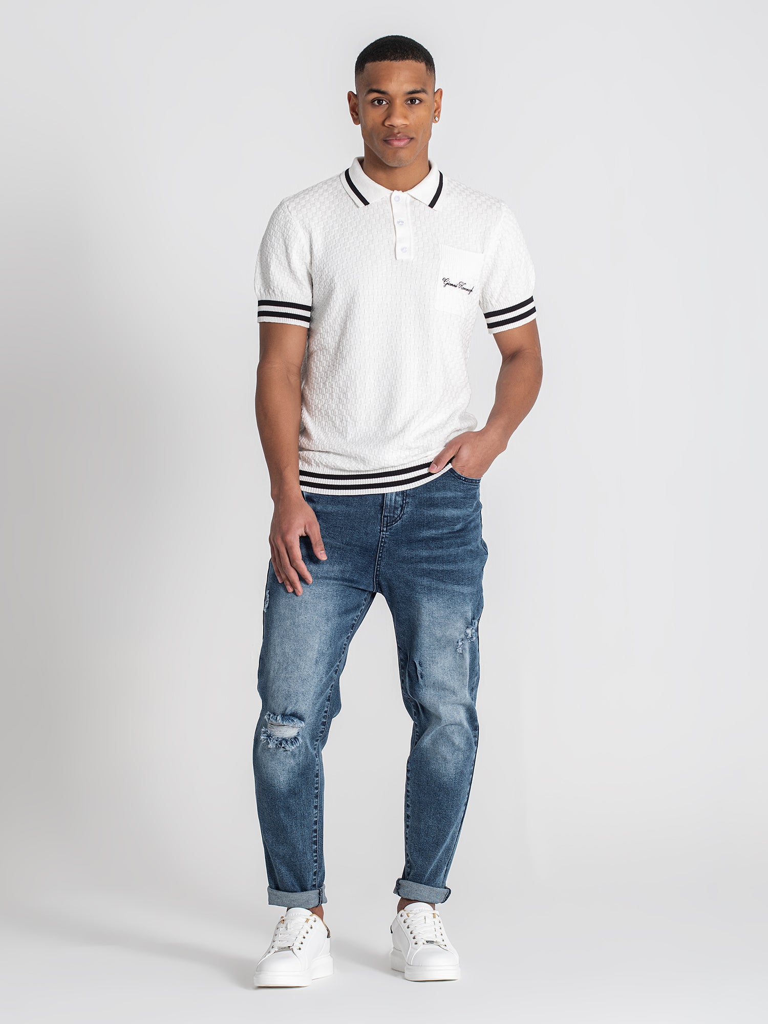 polos / White Identity Knit Polo