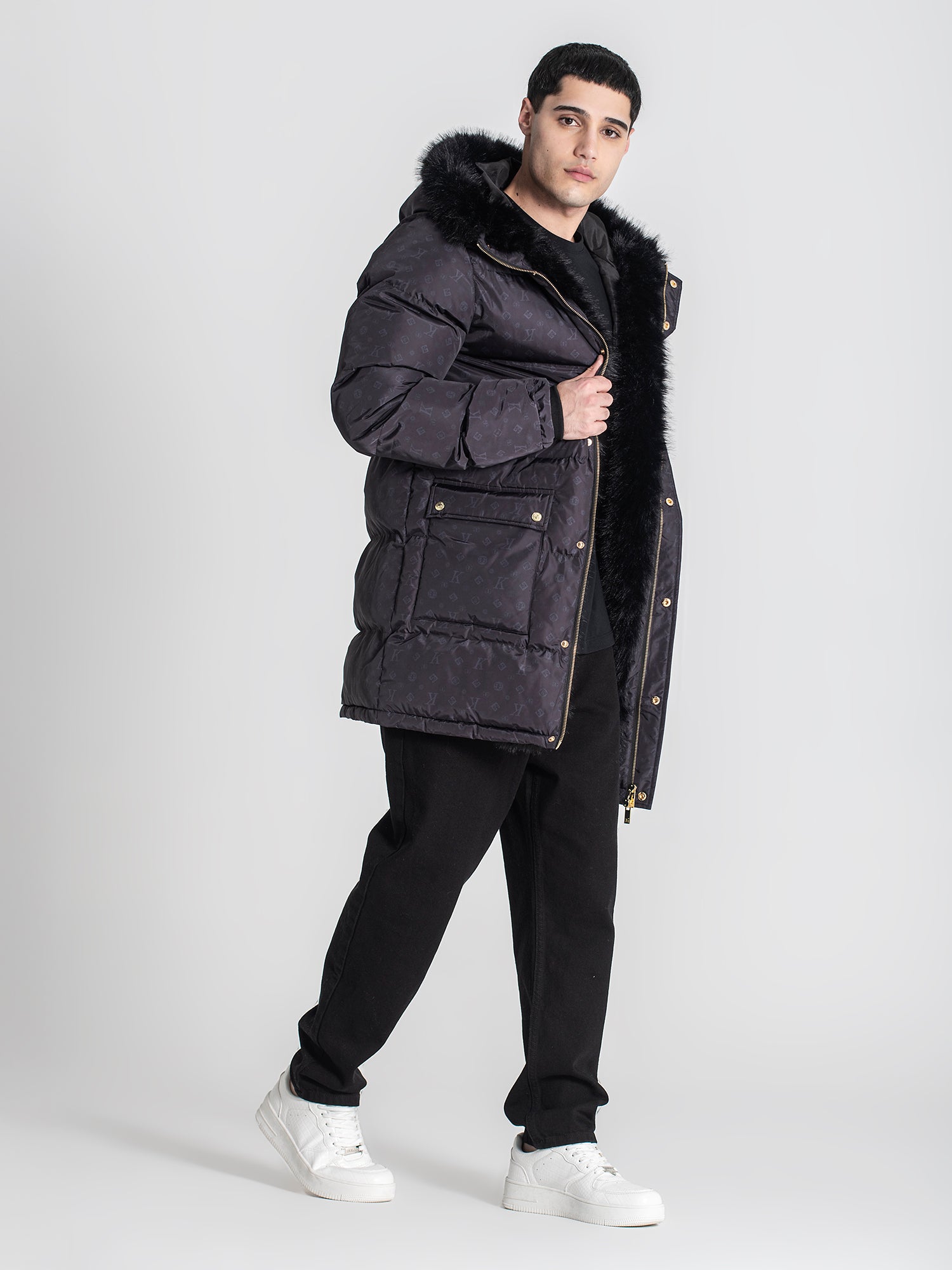 overcoats / Black Logomania Coat