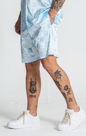 shorts / Blue Checkers Satin Shorts