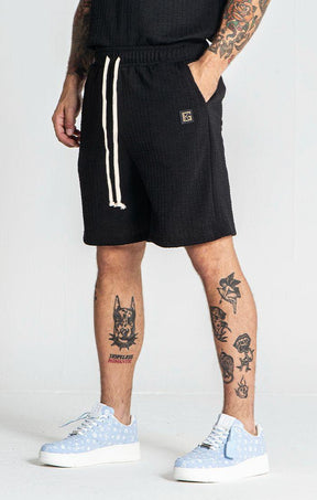 shorts / Black Waffle Shorts