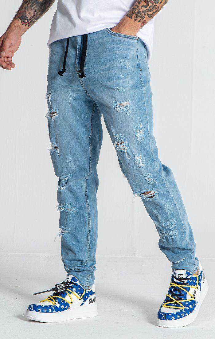 jeans / Light Blue Raw Carrot Jeans