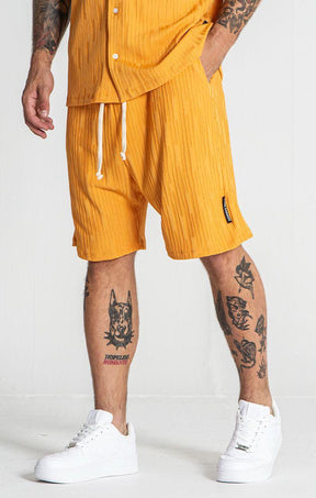 shorts / Yellow Waffle Loose Shorts