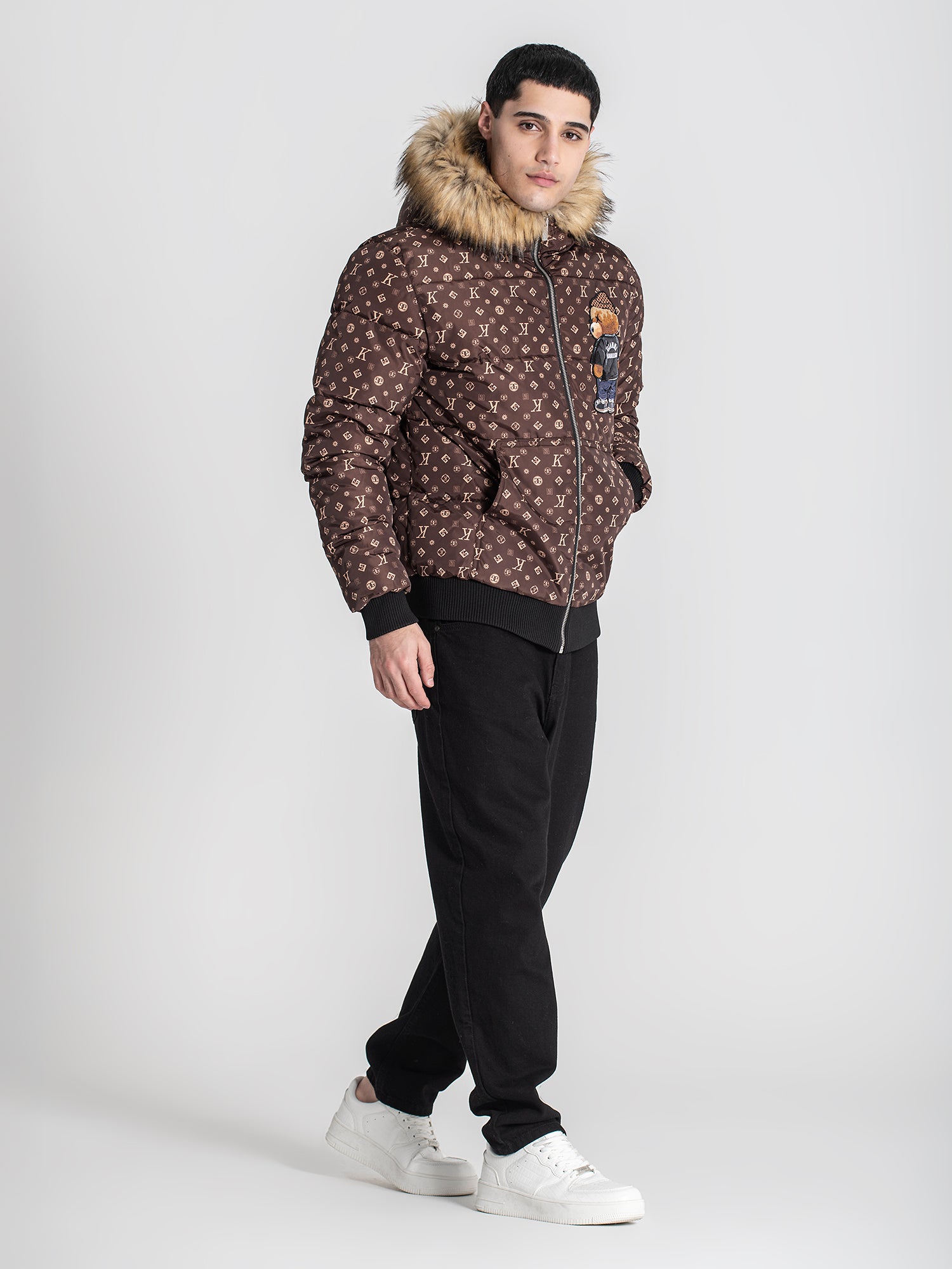 puffers / Brown Logomania Bear Puffer Jacket