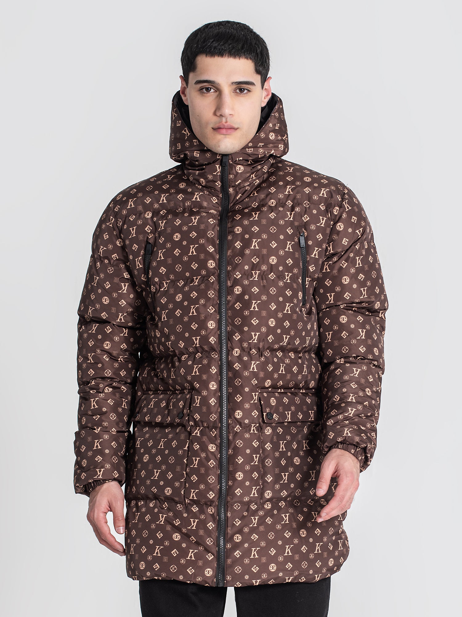 overcoats / Brown Logomania Puffer Coat