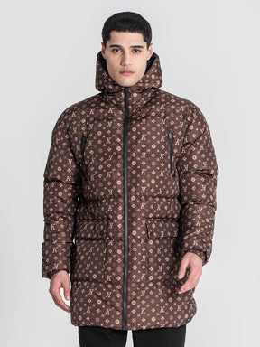 overcoats / Brown Logomania Puffer Coat