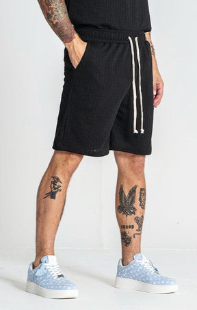 shorts / Black Waffle Shorts