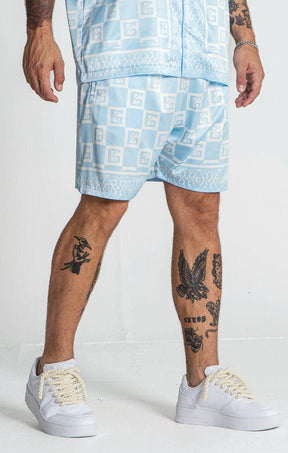 shorts / Blue Checkers Satin Shorts