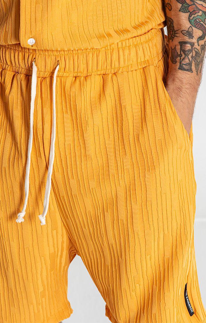 shorts / Yellow Waffle Loose Shorts