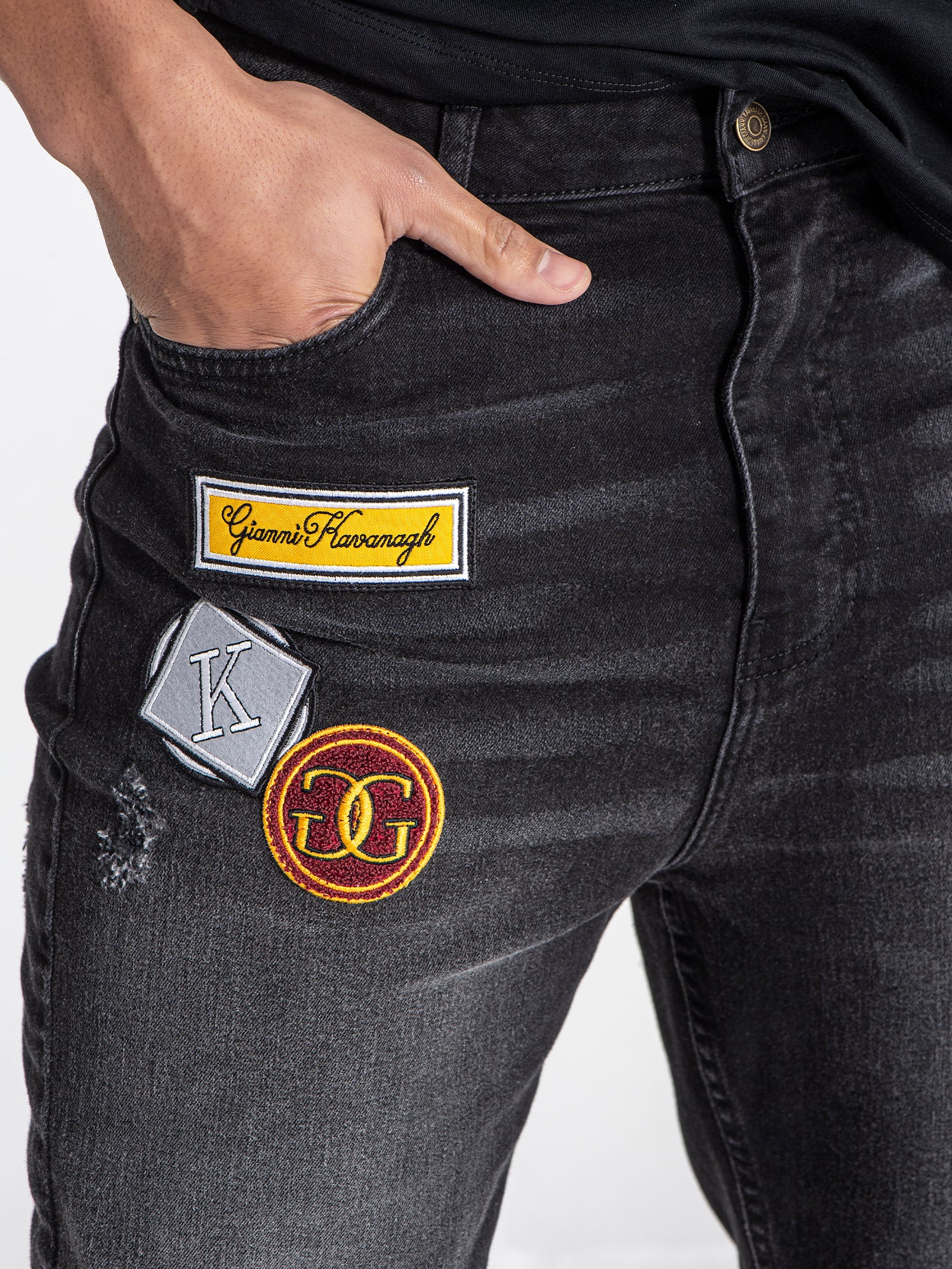 jeans / Black Collage Patch Jeans