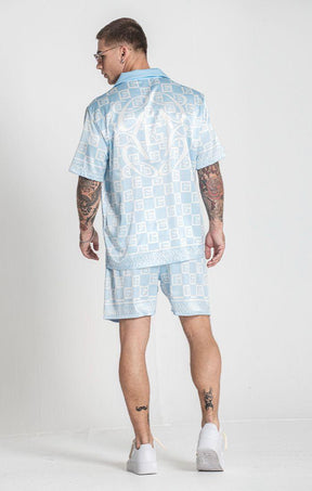 shirts / Blue Checkers Satin Shirt