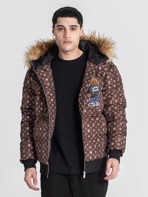 puffers / Brown Logomania Bear Puffer Jacket