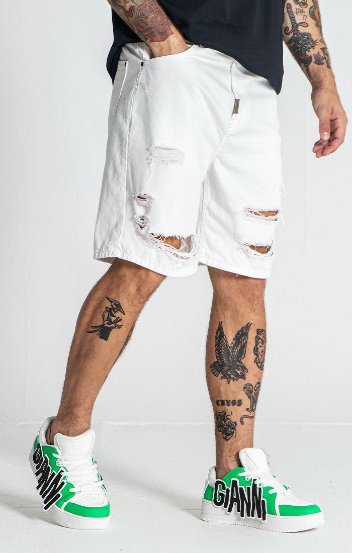 shorts / White Damage Ripped Shorts