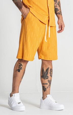 shorts / Yellow Waffle Loose Shorts