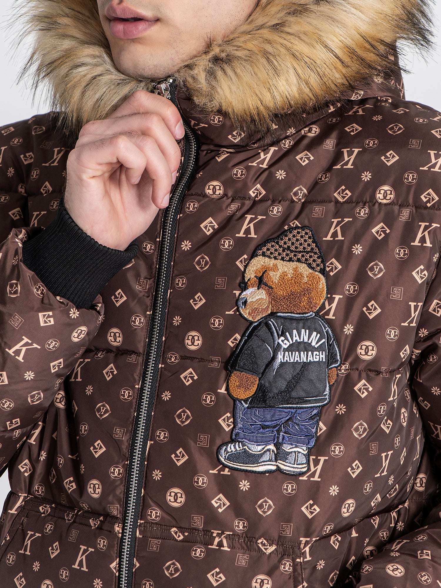 puffers / Brown Logomania Bear Puffer Jacket