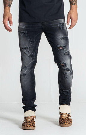 jeans / Black Destroyed Slim Fit Jeans