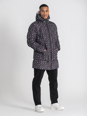 overcoats / Black Logomania Puffer Coat