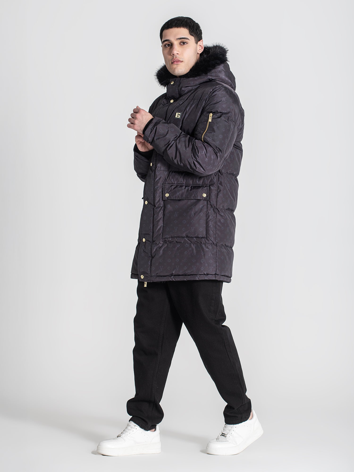 overcoats / Black Logomania Coat