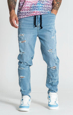 jeans / Light Blue Raw Carrot Jeans