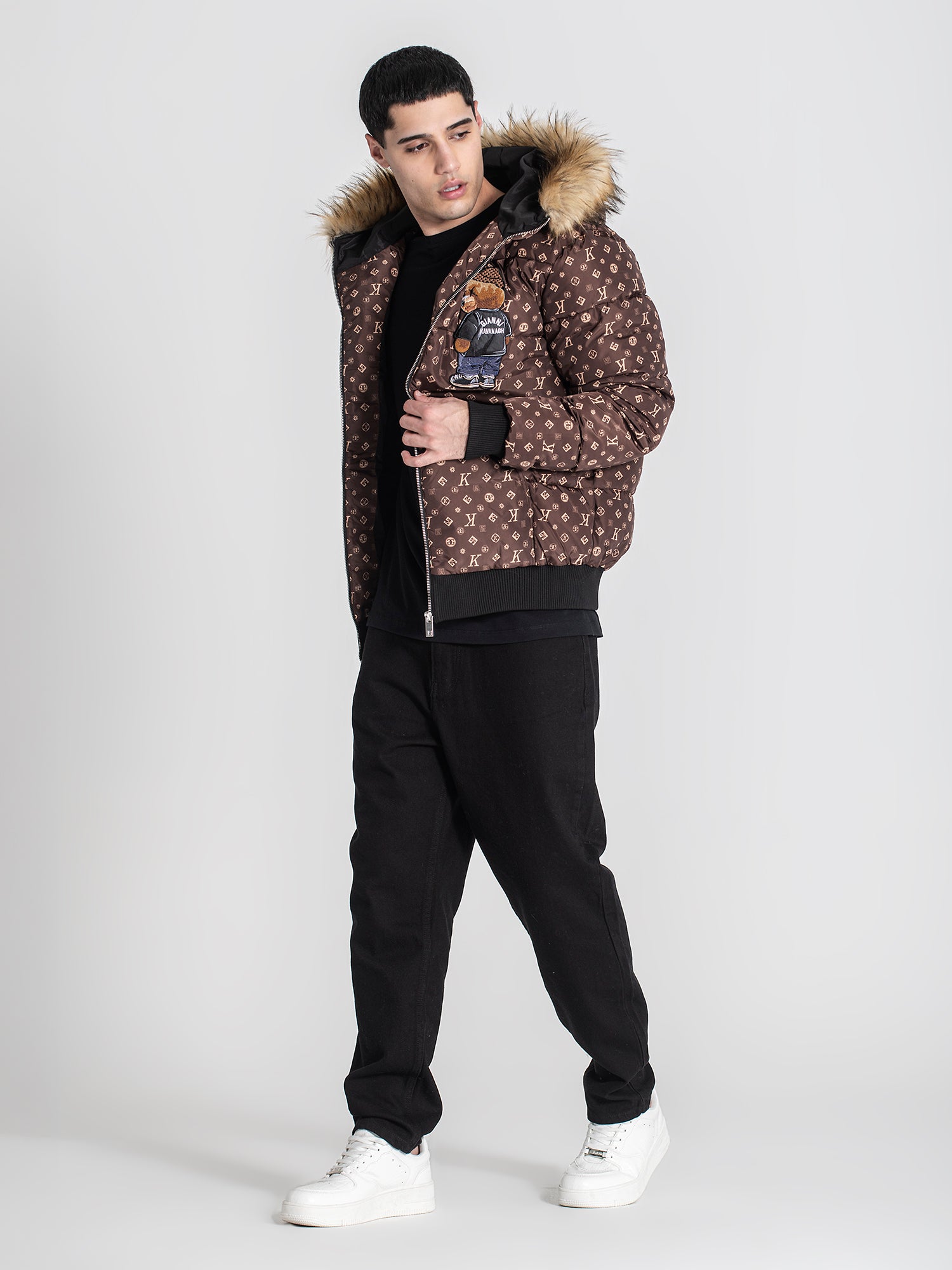 puffers / Brown Logomania Bear Puffer Jacket