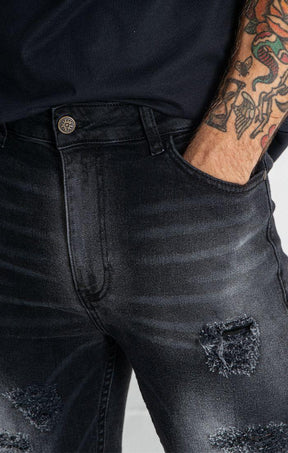 jeans / Black Destroyed Slim Fit Jeans