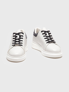 White Elevated Block Sneakers